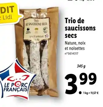 Lidl Trio de saucissons secs offre