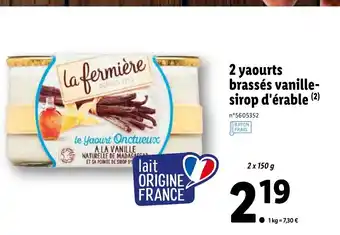 Lidl 2 Yaourts Brassés Vanille-Sirop d'érable offre
