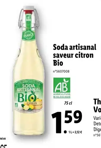 Lidl Soda Artisanal Saveur Citron offre