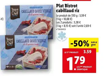 Lidl Plat Bistrot Cabillaud Riz offre