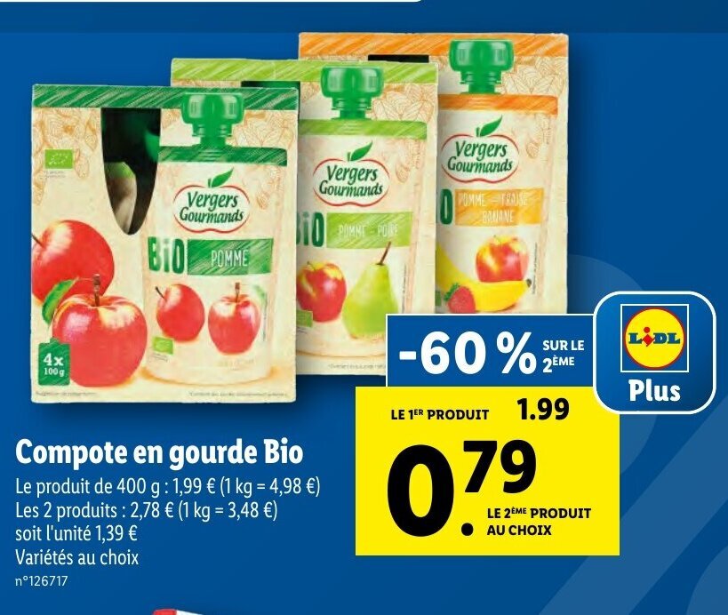 Promo Compote En Gourde Bio chez Lidl