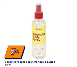 Action LUNEA Spray corporel à la citronnelle offre