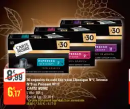 G20 30 capsules de café espresso classique n°7 intenso n9 ou puissant n11 carte noire offre