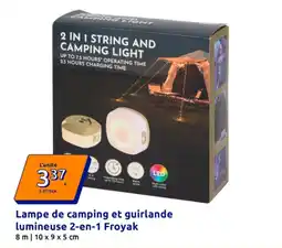 Action Lampe de camping et guirlande lumineuse 2-en-1 Froyak offre