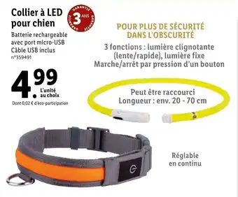 Lidl Collier à LED Pour Chien offre