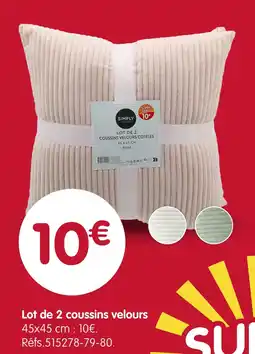b&m Simply lot de 2 coussins velours offre
