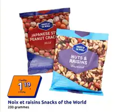 Action SNACKS OF THE WORLD Noix et raisins offre