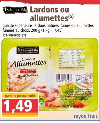 Norma Lardons Ou Allumettes offre