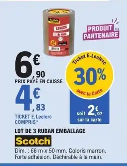 E.Leclerc SCOTCH Lot de 3 ruban emballage offre