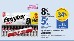 E.Leclerc ENERGIZER Lot de 12 piles alcalines max offre