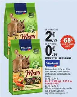 E.Leclerc VITAKRAFT Menu vital lapins nains offre