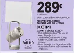 E.Leclerc GIMI Pack vidéoprojecteur portable vibe one + ecran offre
