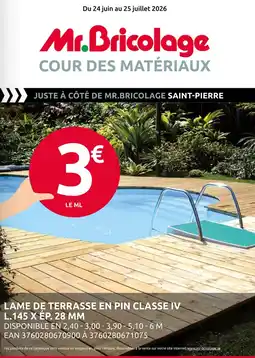 Mr Bricolage Lame de terrasse en pin classe offre