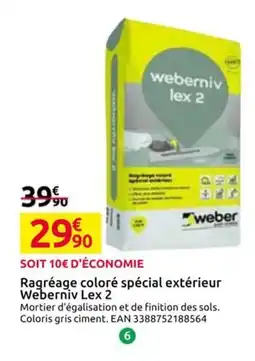 Mr Bricolage Ragréage coloré spécial extérieur Weberniv Lex 2 offre