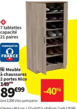Conforama Meuble à chaussures 2 portes Nico offre