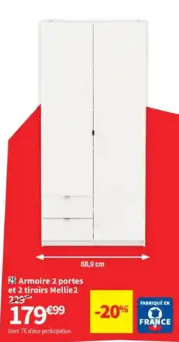 Conforama Armoire 2 portes et 2 tiroirs Mellie2 offre