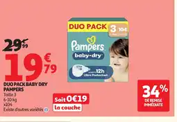 Auchan PAMPERS Duo pack baby dry offre