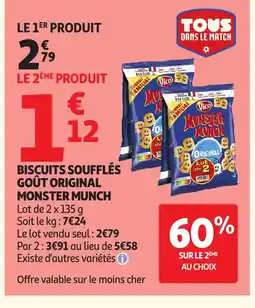 Auchan MONSTER MUNCH Biscuits soufflés goût original offre