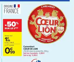 Carrefour Market CŒUR DE LION Camembert offre