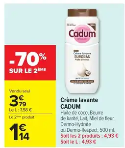 Carrefour Market CADUM Crème lavante offre