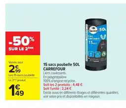 Carrefour Market CARREFOUR 15 sacs poubelle offre