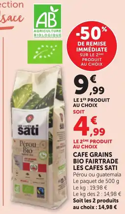 Bi1 LES CAFES SATI grains bio fairtrade offre