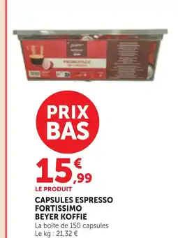Bi1 BEYER KOFFIE Capsules espresso fortissimo offre