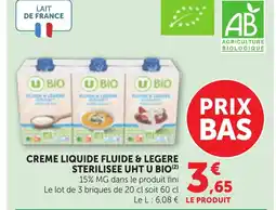 Bi1 Creme liquide fluide & legere sterilisee uht u bio offre
