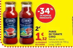 Bi1 CIRIO Puree de tomate offre