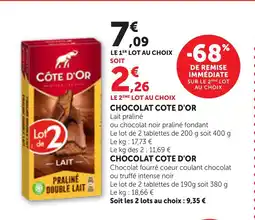 Bi1 COTE D'OR Chocolat offre