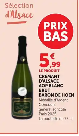 Bi1 BARON DE HOEN Cremant d'alsace aop blanc brut offre