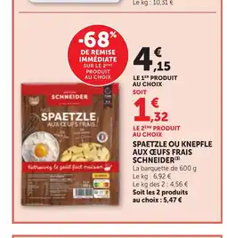 Bi1 SCHNEIDER Spaetzle ou knepfle aux oeufs frais offre