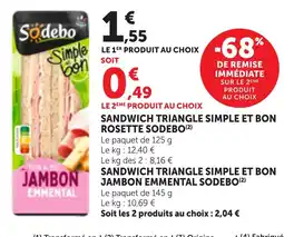 Bi1 SODEBO Sandwich triangle simple et bon jambon emmental offre