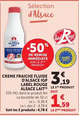 Bi1 ALSACE LAIT Creme fraiche fluide d'alsace igp label rouge offre