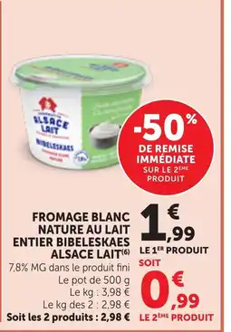 Bi1 ALSACE LAIT Fromage blanc nature au lait entier bibeleskaes offre