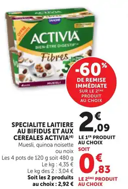 Bi1 ACTIVIA Specialite laitiere au bifidus et aux cereales offre