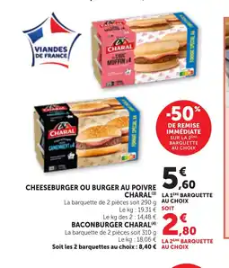 Bi1 CHARAL Cheeseburger ou burger au poivre offre