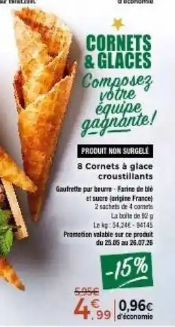 Thiriet 8 Cornets à glace croustillants offre