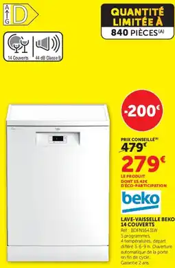Hyper U LAVE-VAISSELLE BEKO offre