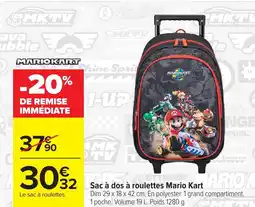 Carrefour Sac a dos à roulettes Mario Kart offre