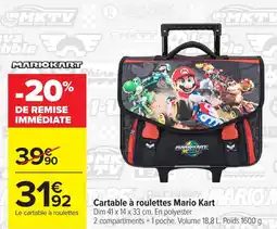 Carrefour Cartable à roulettes Mario Kart offre