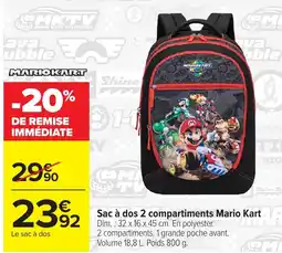 Carrefour Sac à dos 2 compartiments mario kart offre
