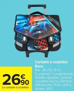 Carrefour Cartable à roulettes race offre