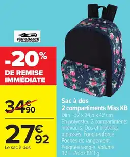 Carrefour Sac à dos 2 compartiments Miss KB offre