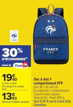 Carrefour Sac à dos 1 compartiment FFF offre