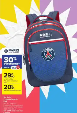 Carrefour Sac à dos 2 compartiments PSG offre