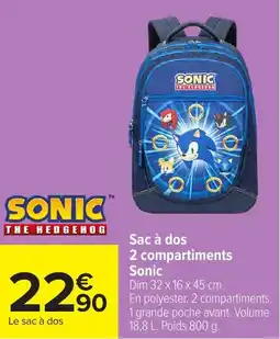Carrefour Sac à dos 2 compartiments sonic offre