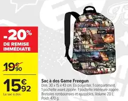 Carrefour Sac à dos game freegun offre