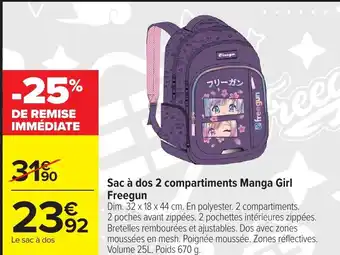 Sac à dos 2 compartiments manga girl freegun