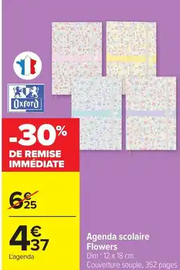 Carrefour Agenda scolaire flowers offre